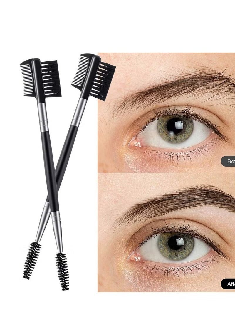 Generic Eyebrow Eyelash Shaper Eyelash Comb and Eyebrow Brush Dual Comb Eyebrow Brush Double Head Eyebrow Brush Eyebrow Eyelash Makeup Grooming Tool for Women Girls Cosmetic Travel (Black)  - Image 3