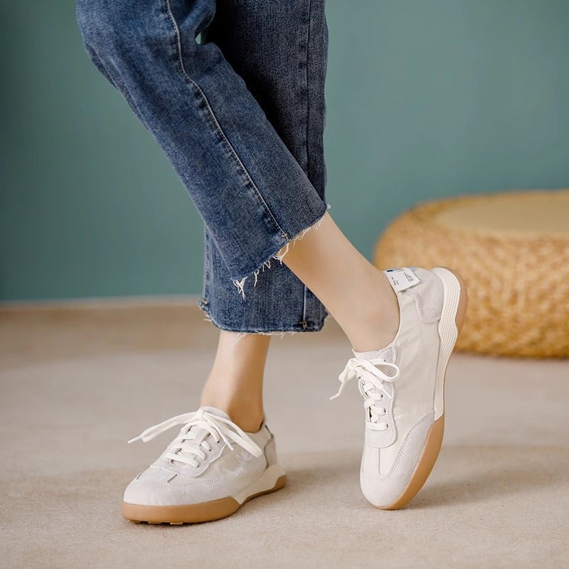 Genuine Leather 2025 Spring And Ballet Training Shoes Inner Height Increasing Women'S Shoes Soft Sole Breathable Sports White Shoes - Image 4