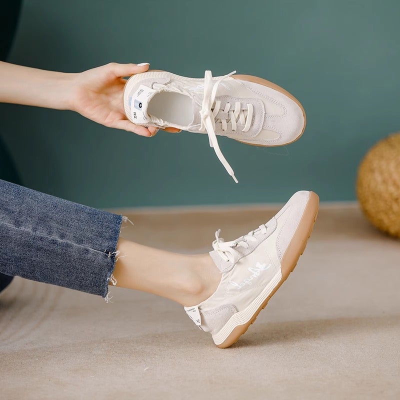 Genuine Leather 2025 Spring And Ballet Training Shoes Inner Height Increasing Women'S Shoes Soft Sole Breathable Sports White Shoes - Image 3