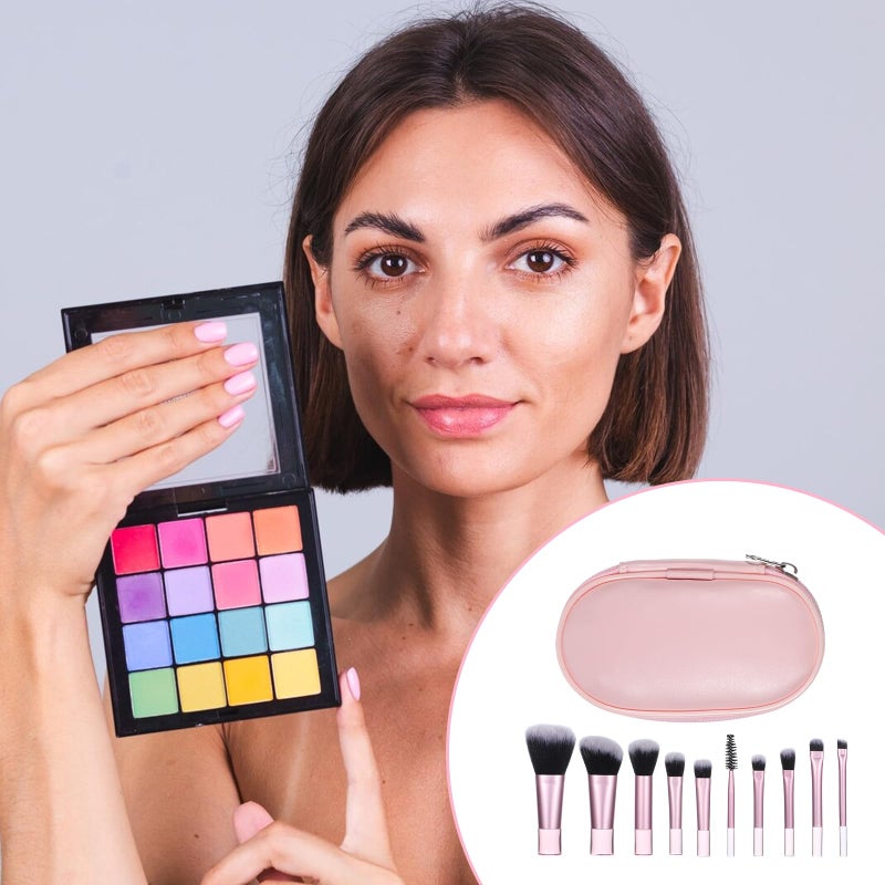 EupHHonycs 10 Pcs Mini Travel Makeup Brush Set With Pouch Pink Portable Travel Makeup Brushes Professional Cosmetic Brush Travel-Essentials kits for Women Girls Brushes Blush Powder Eye Shadow - Image 5