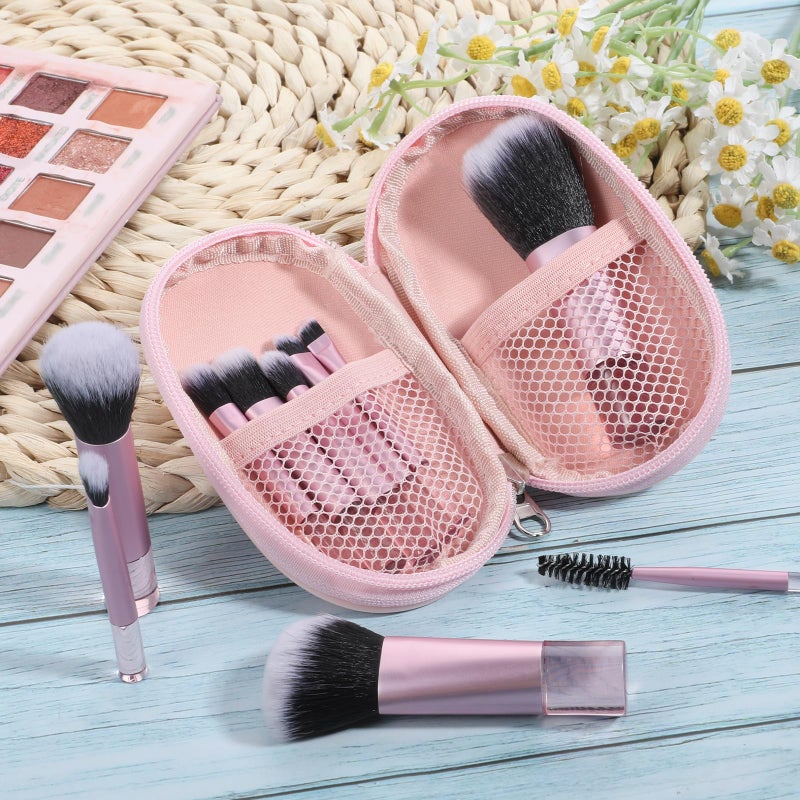 EupHHonycs 10 Pcs Mini Travel Makeup Brush Set With Pouch Pink Portable Travel Makeup Brushes Professional Cosmetic Brush Travel-Essentials kits for Women Girls Brushes Blush Powder Eye Shadow - Image 4