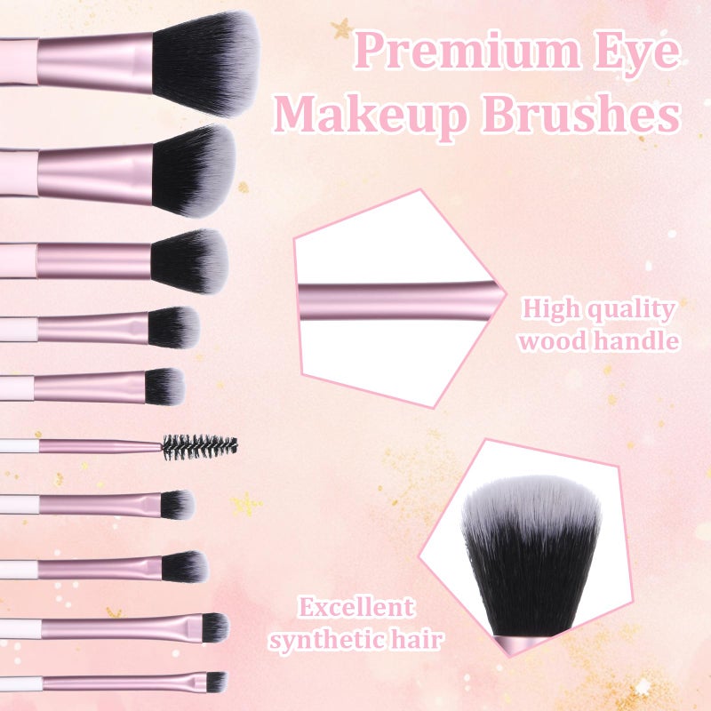 EupHHonycs 10 Pcs Mini Travel Makeup Brush Set With Pouch Pink Portable Travel Makeup Brushes Professional Cosmetic Brush Travel-Essentials kits for Women Girls Brushes Blush Powder Eye Shadow - Image 3