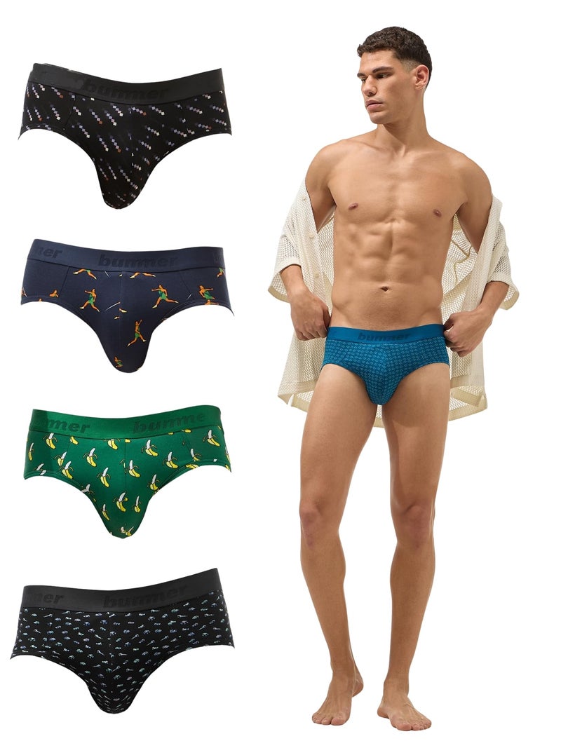 Bummer Men’s Premium Cotton Underwear Combo | Fine Combed Cotton with Elastane Stretch | Ultra-Breathable Printed Men’s Briefs & Innerwear | Soft Fabric, No-Roll Waistband & Anti-Chafe Stitching - Image 1