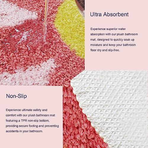 YRXRUS Flower Bath Mat, Pink Bathroom Rug, Beauty Bath Mats, Ultra Soft Microfiber Bath Rug, Machine Washable Flower Bathroom Mat, Shower Bathtub Mat Gift Cute Room Decor, 29.5x29.5 in - Image 3