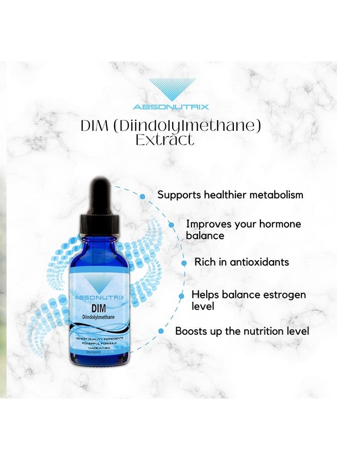 Absonutrix DIM (Diindolylmethane) Extract 593 mg, 4 Oz Bottle, 200 Potent Servings, Third-Party Tested Drops, Quick Absorption, Gluten-Free, Third-Party Tested, GMP-Certified, Non-GMO, Made in USA - Image 3