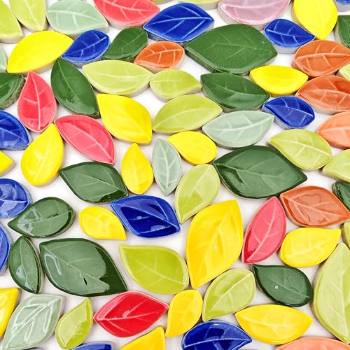 YOZIEMQ 500g11lb LeafShaped Ceramic Mosaic TilesCeramic Mosaic Pieces for CraftsMosaic Tiles for Home Decoration or DIY CraftsMosaic Making Supplies Mixed Color - Image 3