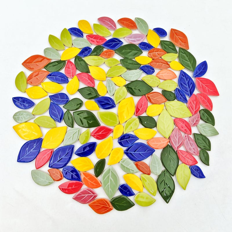 YOZIEMQ 500g11lb LeafShaped Ceramic Mosaic TilesCeramic Mosaic Pieces for CraftsMosaic Tiles for Home Decoration or DIY CraftsMosaic Making Supplies Mixed Color - Image 2