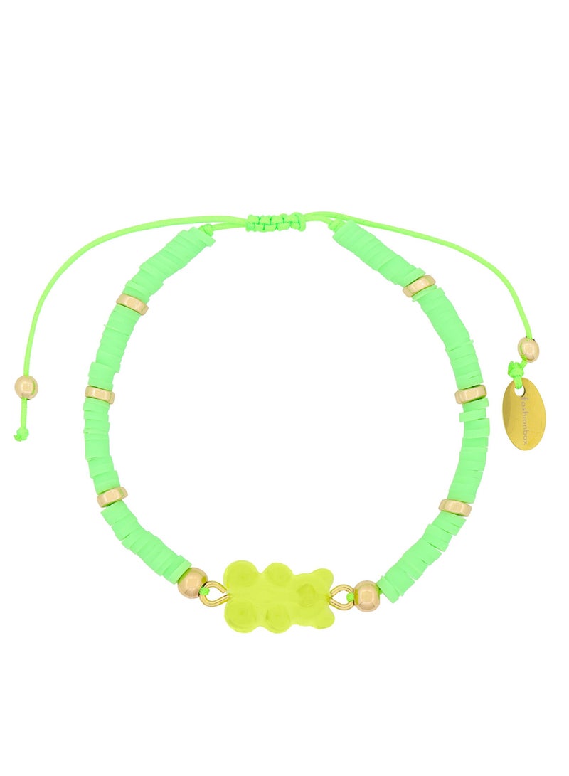 Fashionbox Cindy Gummy Bear Bracelet Lime Green/Gold Plated