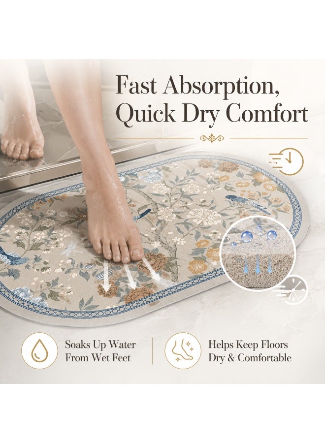 San Yi 2 Pack Non Slip Absorbent Bath Mats 60 x 40 cm Floral Designs - Image 3
