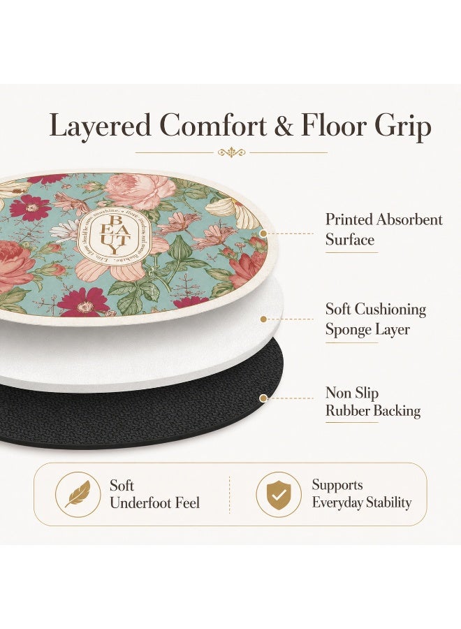 San Yi 2 Pack Non Slip Absorbent Bath Mats 60 x 40 cm Floral Designs - Image 5