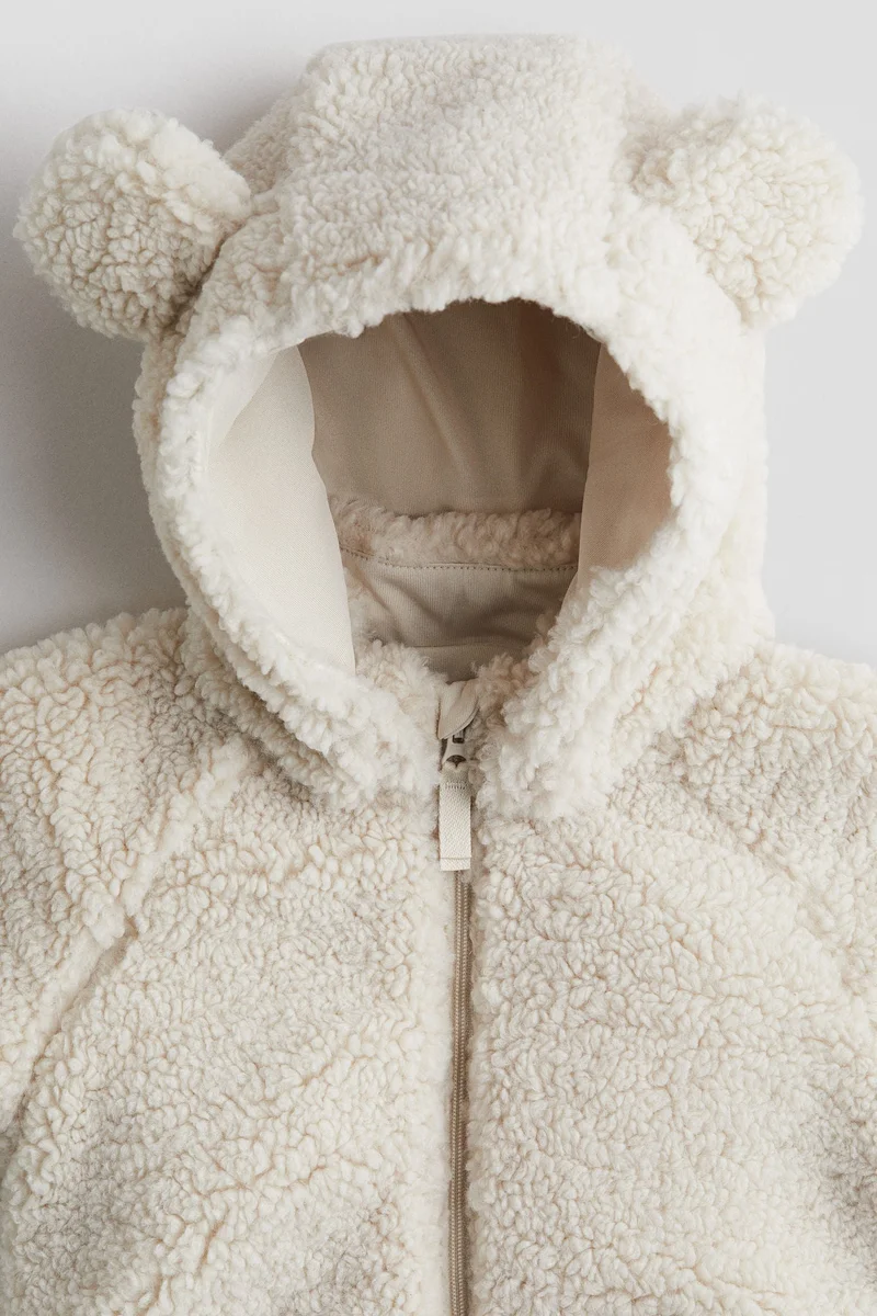 H&M Hooded pile jacket