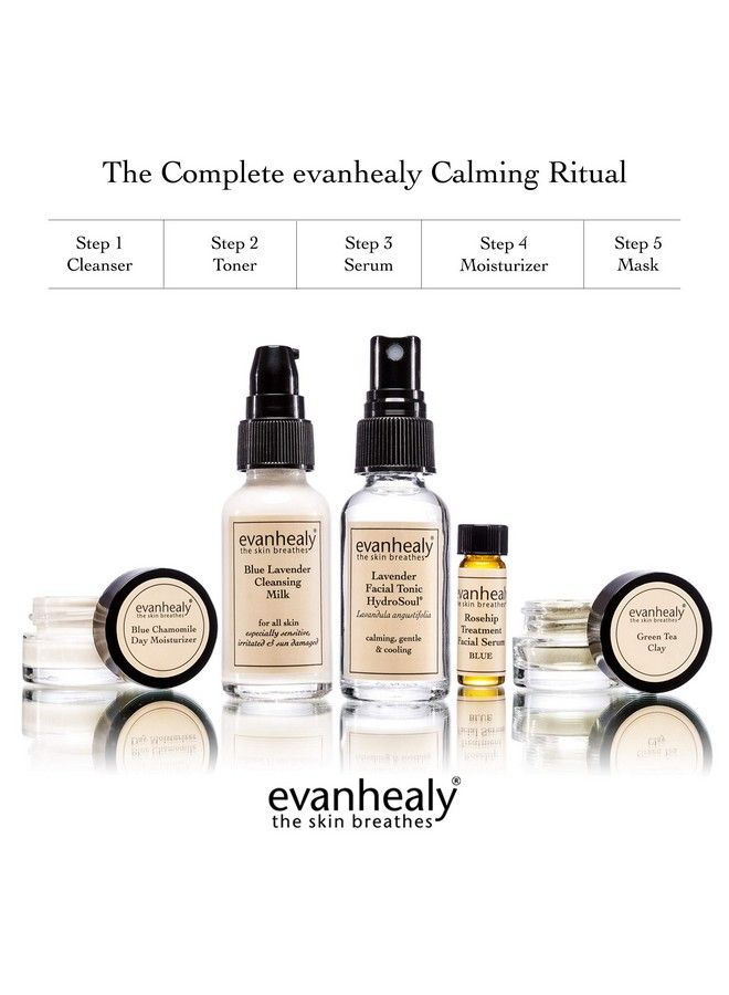 evanhealy Calming Blue Skin Care Set | 5 Piece Travel Face Care Kit For Sensitive Skin | Skincare Kit With Facial Mask & Gentle Skin Cleanser | Anti Aging Skin Perfecting Treatment - Image 4