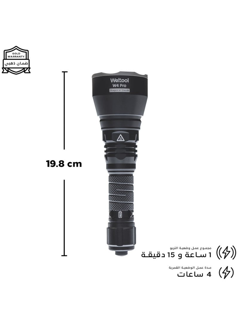 Well Tool W4 Flashlight - 3400 Meters - 568 Lumens - 5000mAh Battery - Aluminum Body - Sharp Focus