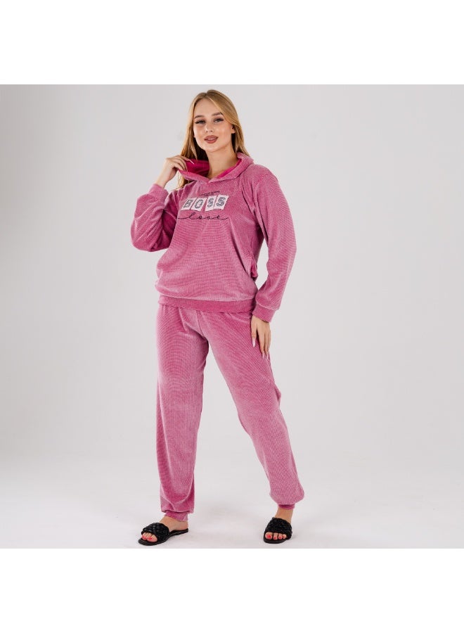 zecotex  Cozy & Warm Velour (Fleece/Plush) Women's Loungewear/Pajama Set - Hoodie Top & Trousers - Image 1