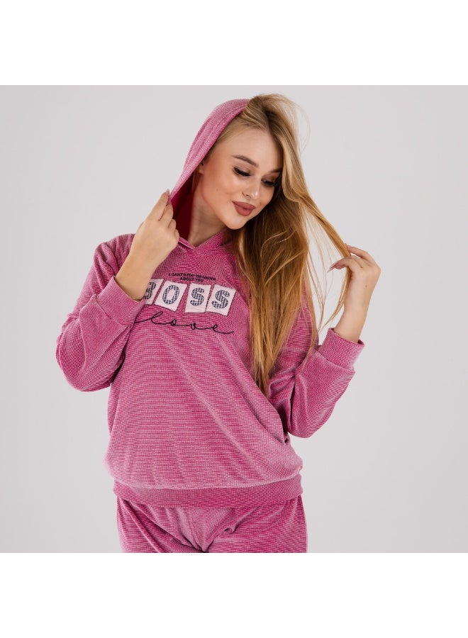 zecotex  Cozy & Warm Velour (Fleece/Plush) Women's Loungewear/Pajama Set - Hoodie Top & Trousers - Image 3