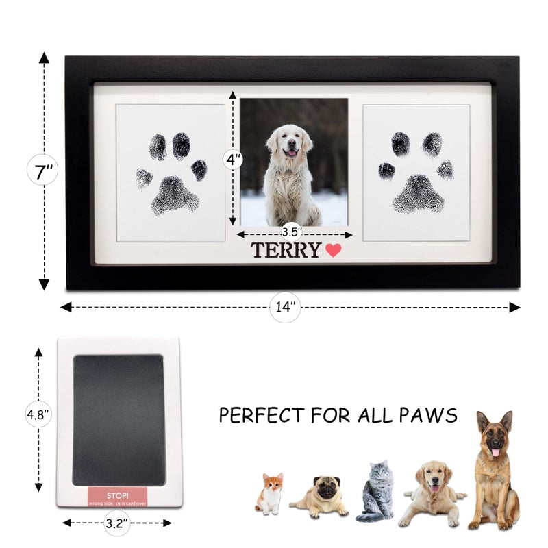 MYPAWLETS Paw Print Frame & Ink Pads Kit,Dog or Cat Paw Print Kit,2 No Mess Ink Pads for Pets,Paw Print Stamp Pad for Dogs,Wooden Pet Memorial Frame,Personalized Pet Paw Print Gifts - Image 5