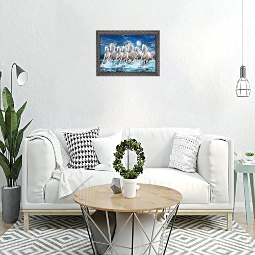 Indianara Vastu Runing Seven Horses Painting With Frame 13 Inches X 10 Inches (Style 1) - Image 4