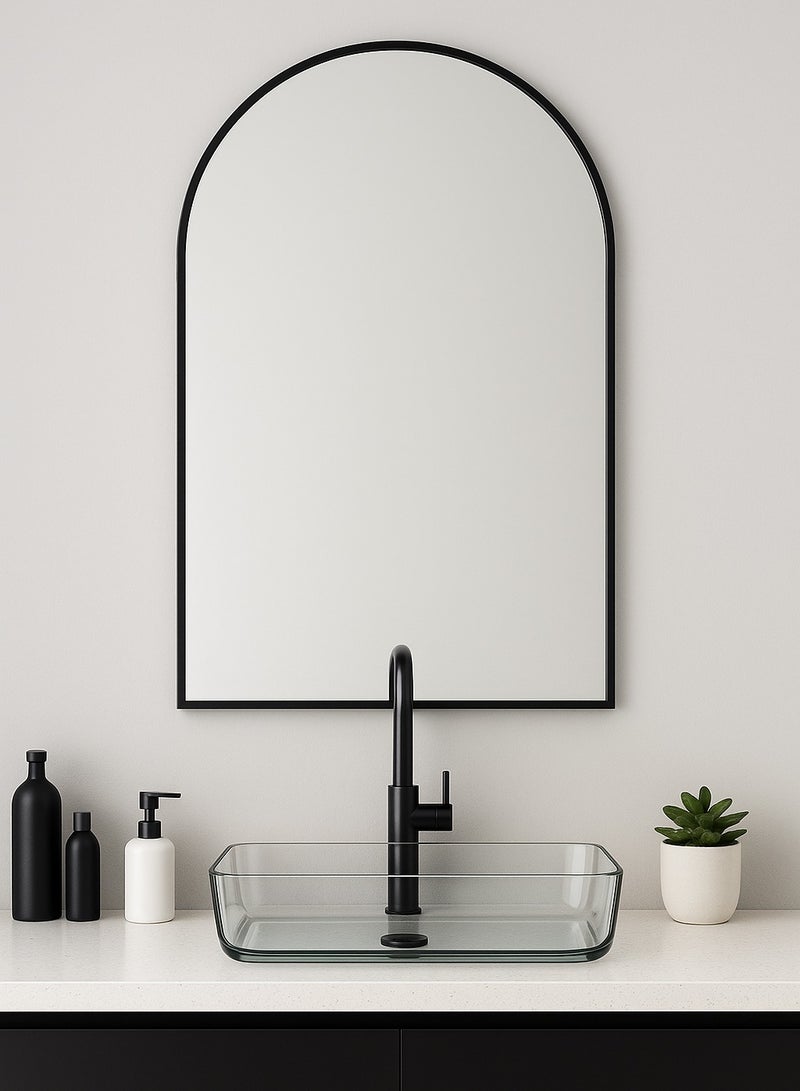 Glass Corner 60*120 Half-Circular Top Mirrors - Black - Image 1