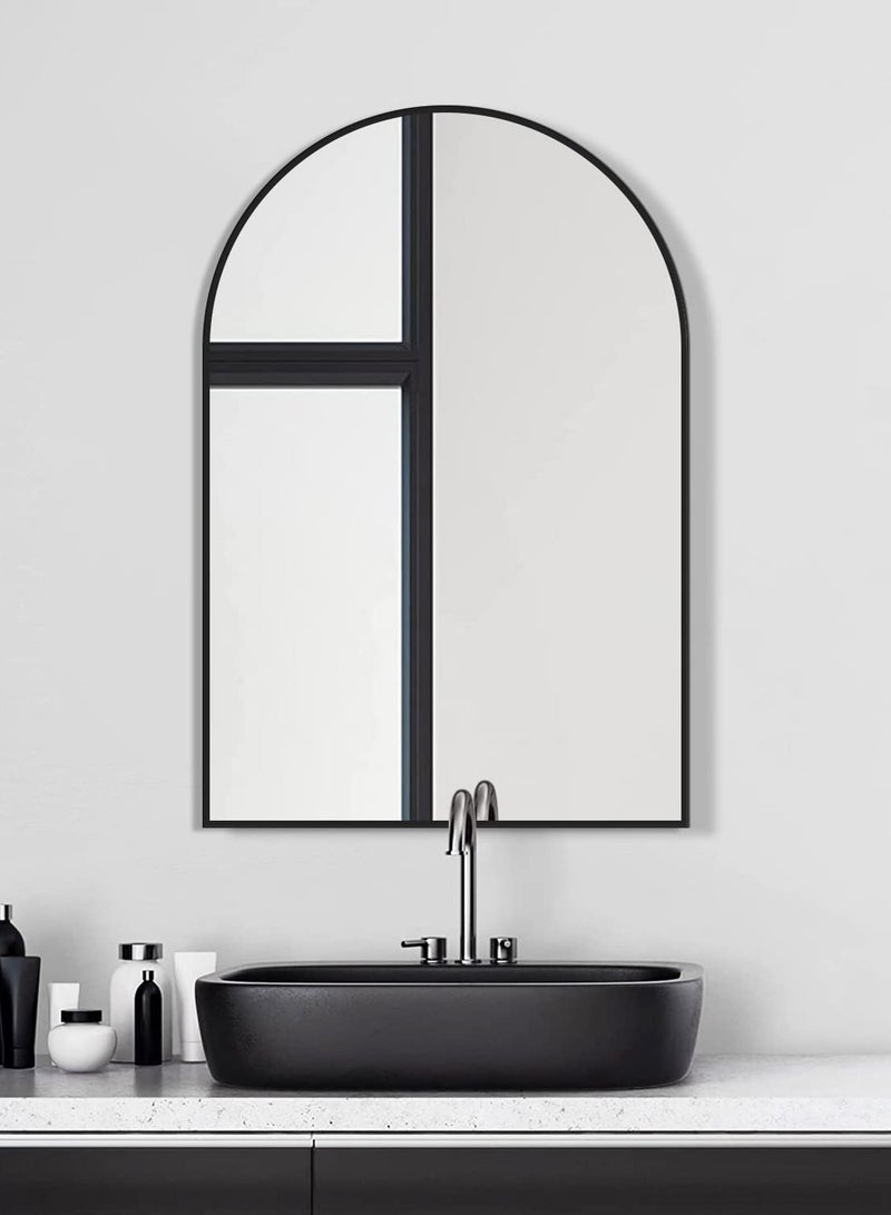 Glass Corner 60*120 Half-Circular Top Mirrors - Black - Image 4
