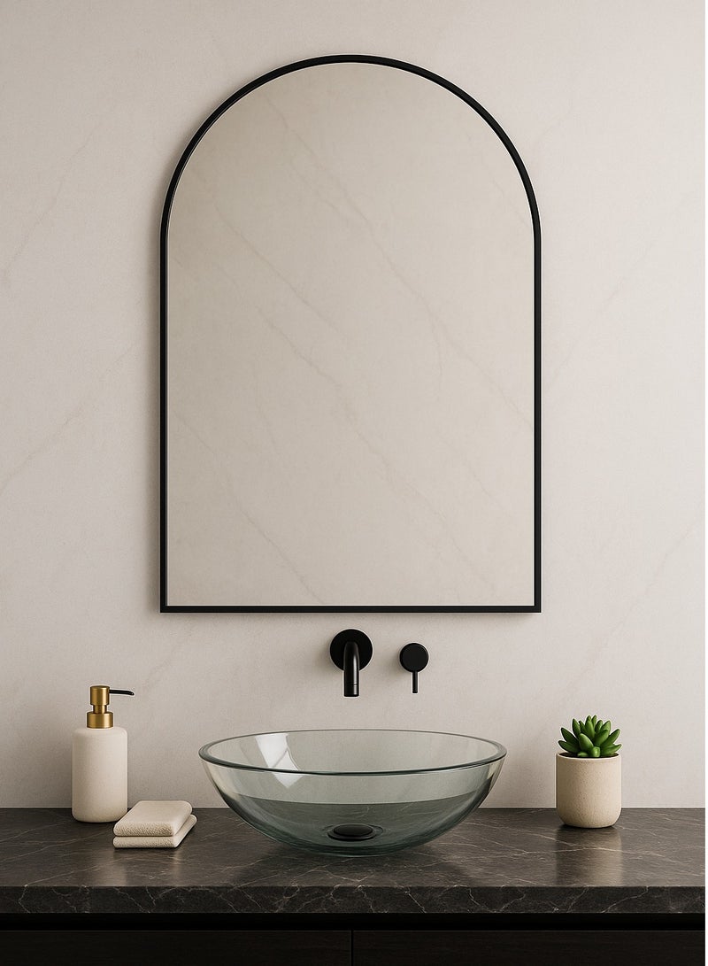 Glass Corner 60*120 Half-Circular Top Mirrors - Black - Image 3