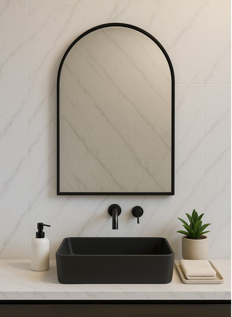 Glass Corner 60*120 Half-Circular Top Mirrors - Black - Image 2