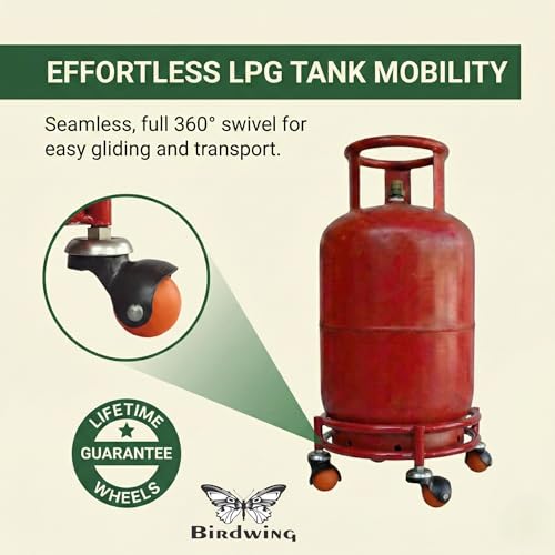BIRDWING New Heavy Red Colour Steel LPG Gas Cylinder Trolley with Red Finish – Heavy 4-Wheel Stand for Kitchen (Red Heavy Gas Stand 1 Pcs) (5 Year Warranty) - Image 4