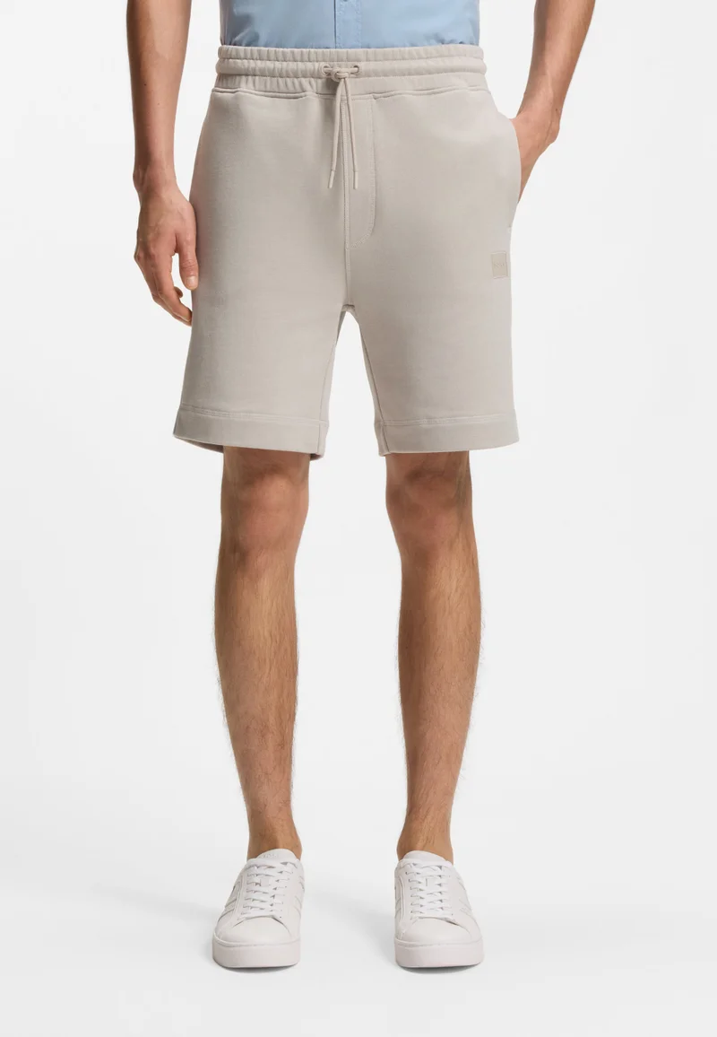 BOSS Cotton-terry shorts with logo patch