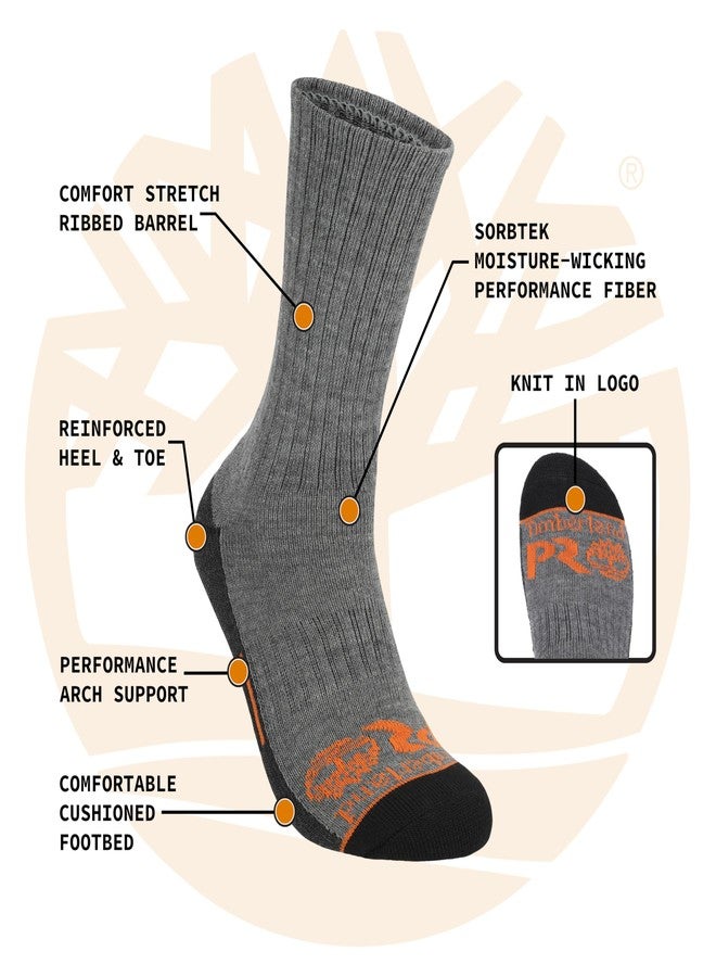 Timberland PRO Mens Sorbtek Moisture Control Mens Socks, Arch Support, Cushioned Footbed (Size 7-12; 6 Pairs) - Image 4