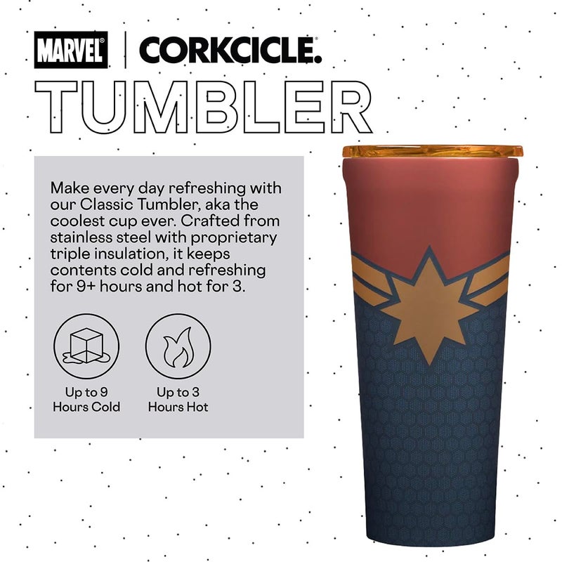 Corkcicle x Captain Marvel Classic Insulated Coffee Mug with Lid  24 oz - Stainless Steel Travel Tumbler Keeps Drinks Cold 9+hrs  Hot 3hrs - Cupholder Friendly Travel Coffee Tumbler - Image 2