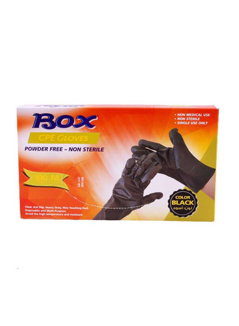 Box cpe gloves powder free non sterile 100 pices black medium