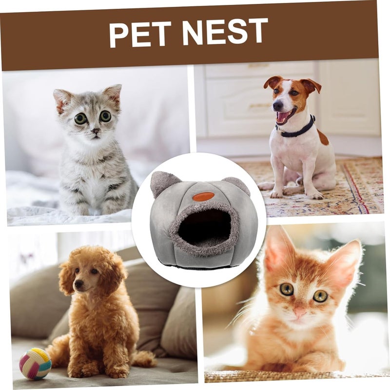 Abaodam Semi-Enclosed Pet House with Fluffy Plush, Medium Warm Cat Nest and Dog Sleeping Bed for Indoor Use in Autumn and Winter - Image 4
