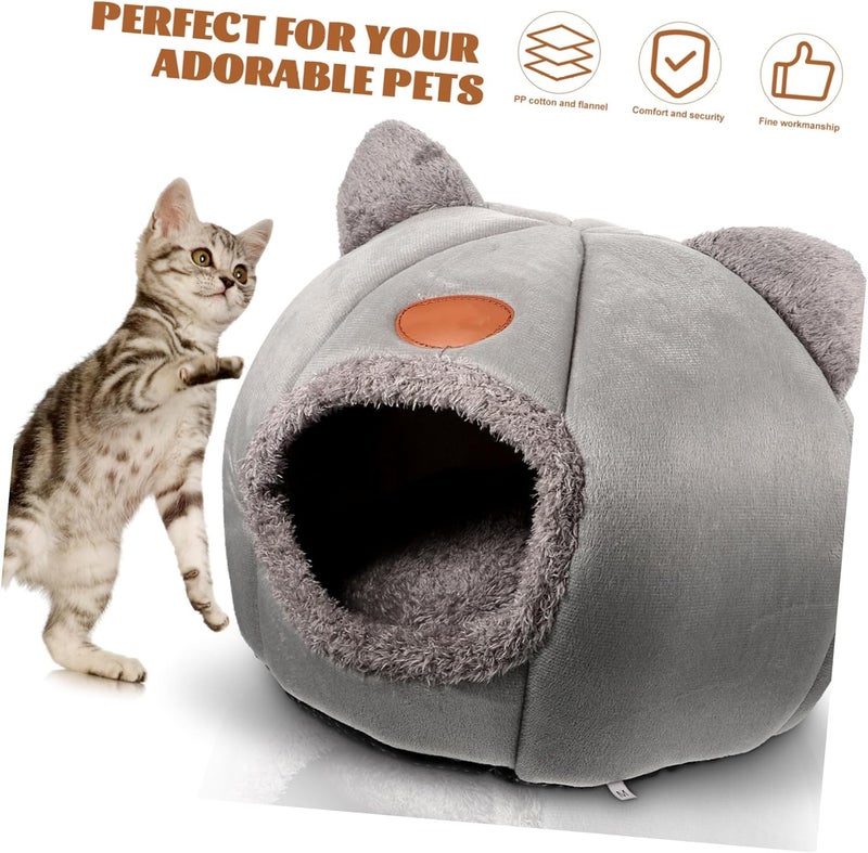Abaodam Semi-Enclosed Pet House with Fluffy Plush, Medium Warm Cat Nest and Dog Sleeping Bed for Indoor Use in Autumn and Winter - Image 3