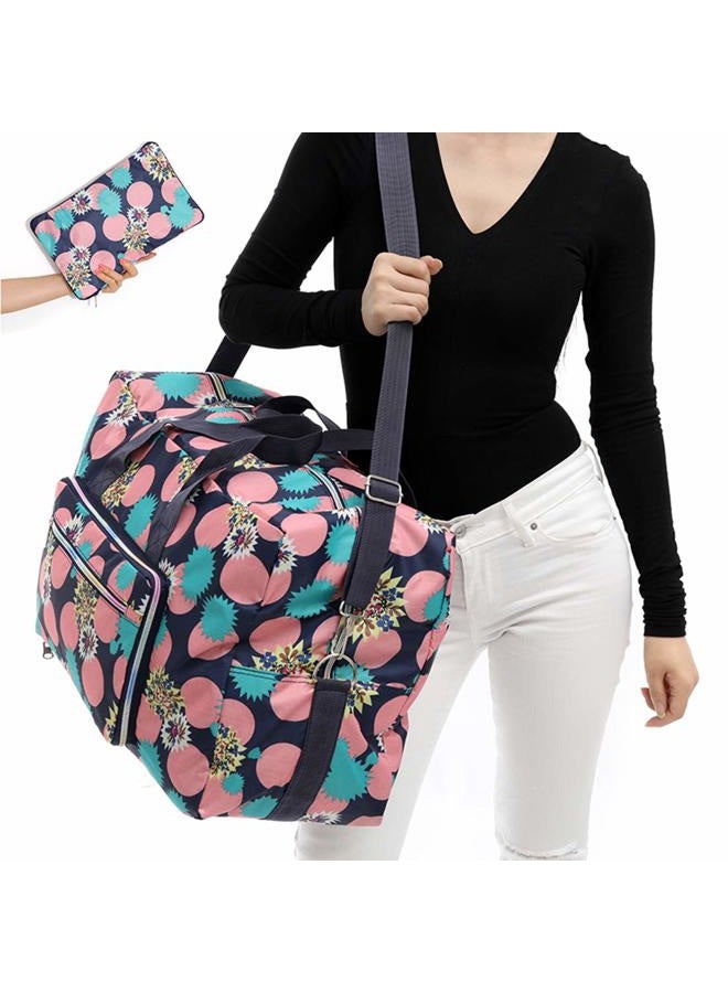 Lyf حقيبة سفر قابلة للطي كبيرة 22" حقيبة دفل رياضية للنساء حقيبة حمل لليلة واحدة حقيبة نهاية الأسبوع حقيبة كتف مقاومة للماء (فراولة) - Image 2