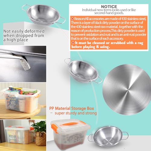 KEJIH Mini Size Kids Kitchen Pretend Play Toys Accessories with Stainless Steel Cookware Pots and Pans Set,Classic Kitchen Accessories Cooking Utensils Set Tiny Role Play Cooking Play Toy for Kids Toddlers - Image 5