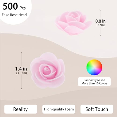 Vignor 500 Pcs 1.4 Inch Mini Artificial Flowers Head Bulk 5 in 1 Set Faux Foam Fake Small Rose Tiny Baby Flores Bouquet Cake Gift Home Decoration DIY Craft (Multiple Mixed Color) - Image 2
