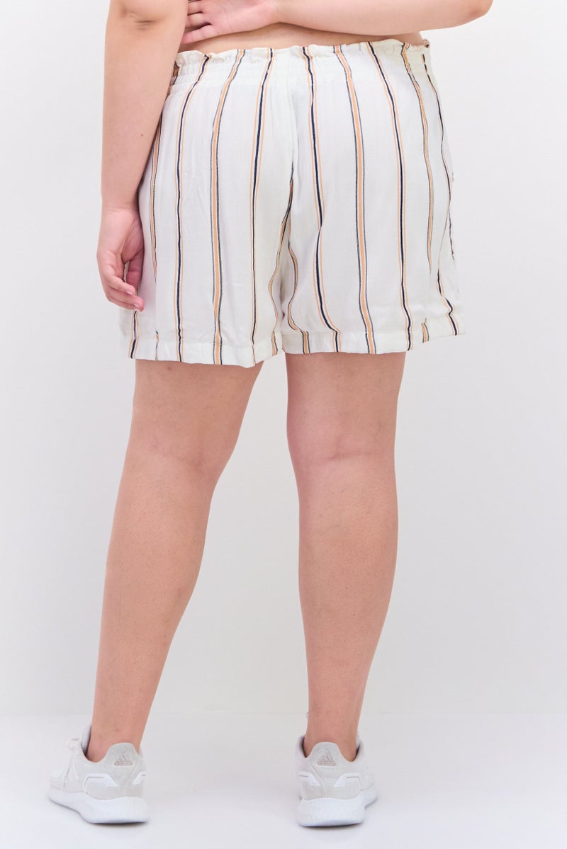 Jessica Simpson Women Plus Size Stripe Shorts, Off White Combo - Image 3