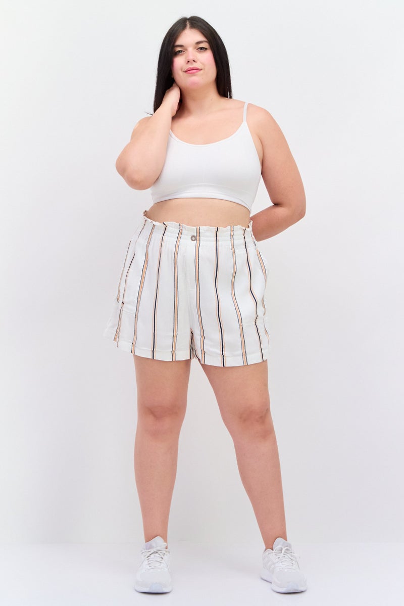 Jessica Simpson Women Plus Size Stripe Shorts, Off White - Image 2