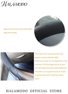 HALAMODO Car Steering Wheel Cover Universal Leather Car Stitch On Wrap Cover DIY Sewing Cover Breathable Anti Slip Car Wheel Cover Protector with Needle & Thread for Most Cars & SUVs  - Image 5