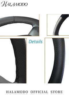HALAMODO Car Steering Wheel Cover Universal Leather Car Stitch On Wrap Cover DIY Sewing Cover Breathable Anti Slip Car Wheel Cover Protector with Needle & Thread for Most Cars & SUVs  - Image 4