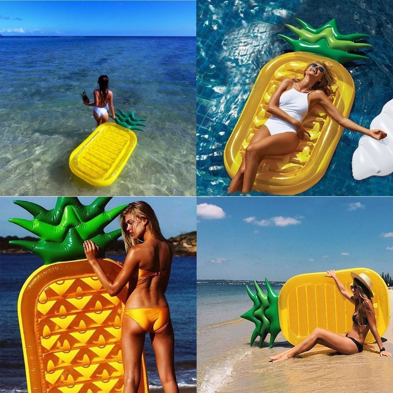 Jasonwell Pineapple Pool Float Raft Summer Beach Swimming Large Pool Floatie Inflatable Lounge Lounger Party Water Toys Raft for Adults 76" - Image 3