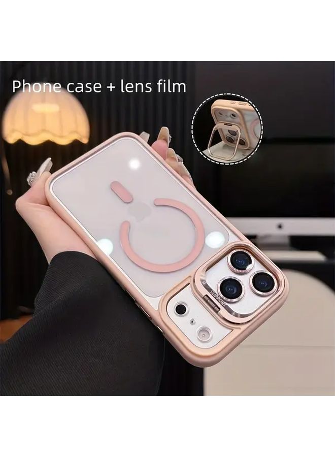 Grey Two Piece Phone Case And Camera Lens Protector With Magnetic Acrylic Stand For iPhone 15 Pro - Image 3
