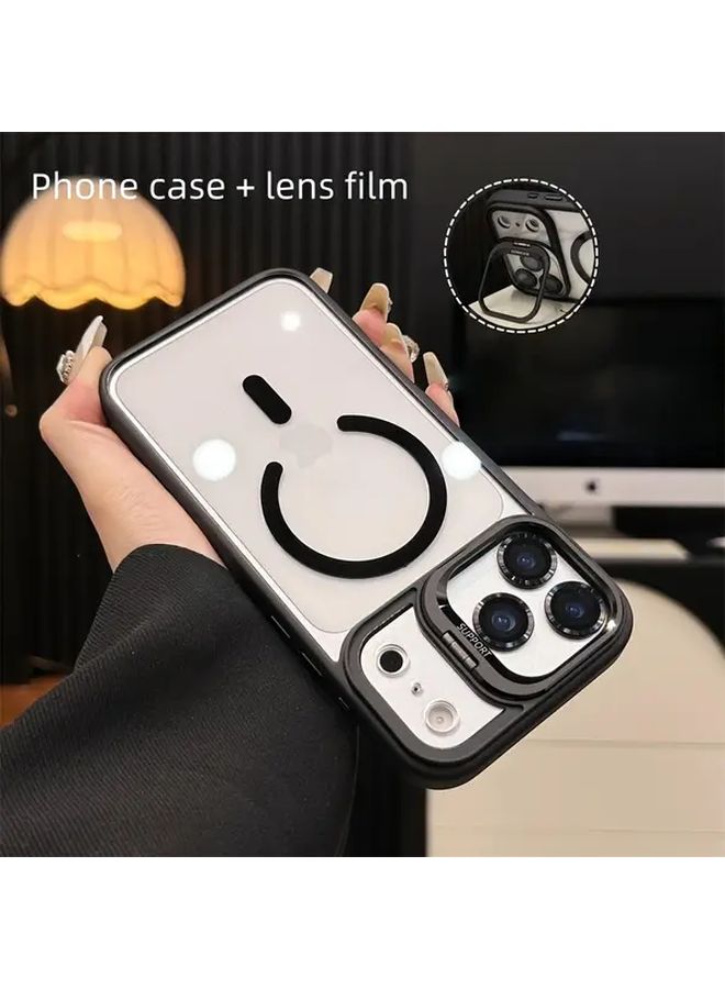 Grey Two Piece Phone Case And Camera Lens Protector With Magnetic Acrylic Stand For iPhone 15 Pro - Image 5