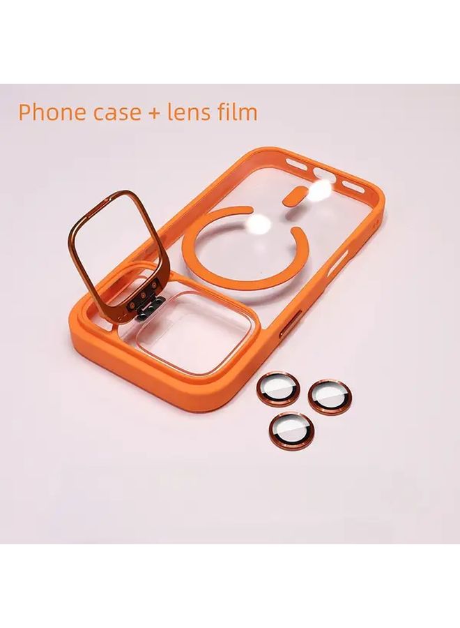 Grey Two Piece Phone Case And Camera Lens Protector With Magnetic Acrylic Stand For iPhone 15 Pro - Image 2