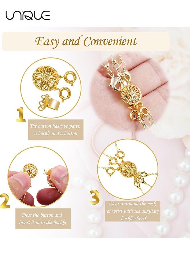 Unique 3pcs Necklace Layering Clasps, 3 Strands Jewelry Spacers Necklace Separator with Lobster Spring Ring Clasps for Layering Tangle Free Multiple Bracelet Lock Connectors (Gold) - Image 5