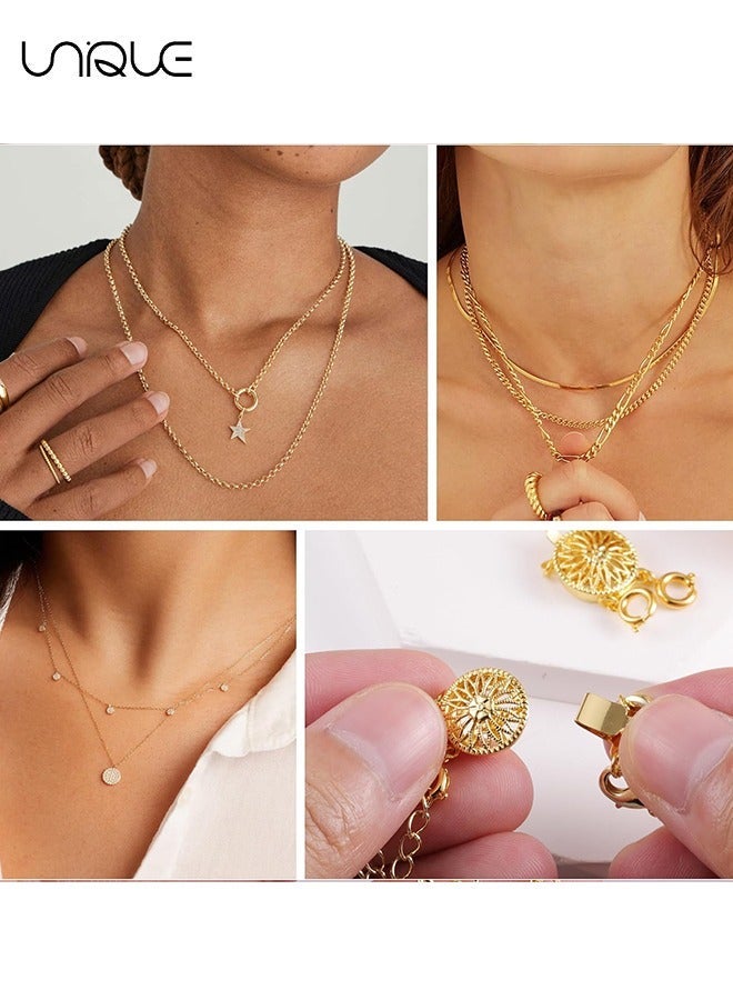 Unique 3pcs Necklace Layering Clasps, 3 Strands Jewelry Spacers Necklace Separator with Lobster Spring Ring Clasps for Layering Tangle Free Multiple Bracelet Lock Connectors (Gold) - Image 4