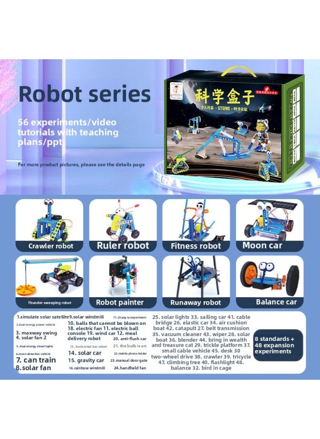 Generic - Children's Science Experiment Suit Students Land, Sea And Air Diy Handmade Science And Technology Small Production School Gift Toys Wholesale-Specification:Robot Series (8 Standards + 48 Expansion Experiments) Color Box Version - Image 1