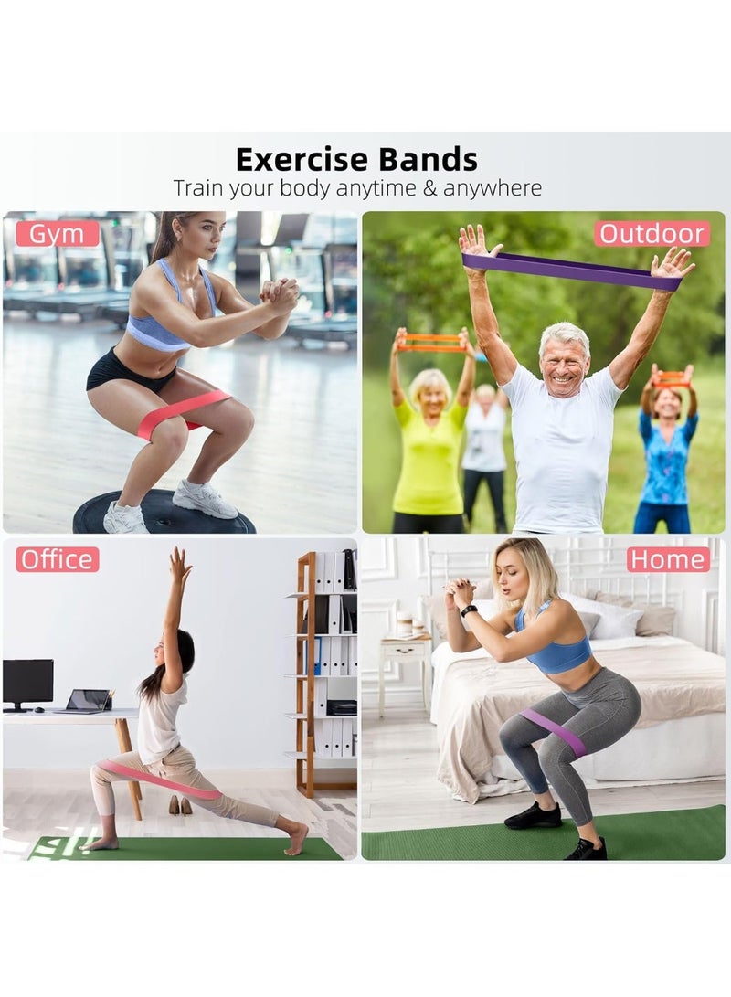 RADIANCES Resistance Band Set, 5-Pack Elastic Exercise Bands for Strength Training, Stretching, Workout; Home Gym Equipment for Women Men, Pilates Yoga Physical Therapy, Leg Glute Arm Exercise Kit - Image 3