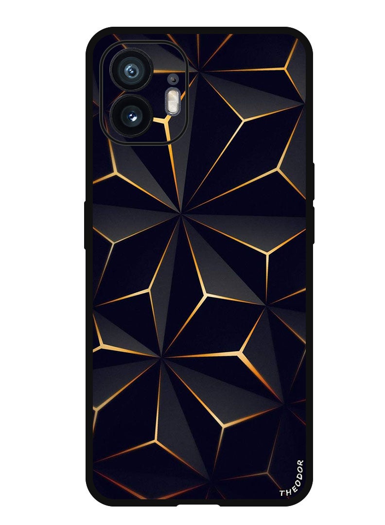 Theodor Protective Case Anti Scratch Shock Proof Bumper Cover For Nothing Phone (2) Black Gold Patter - Image 1