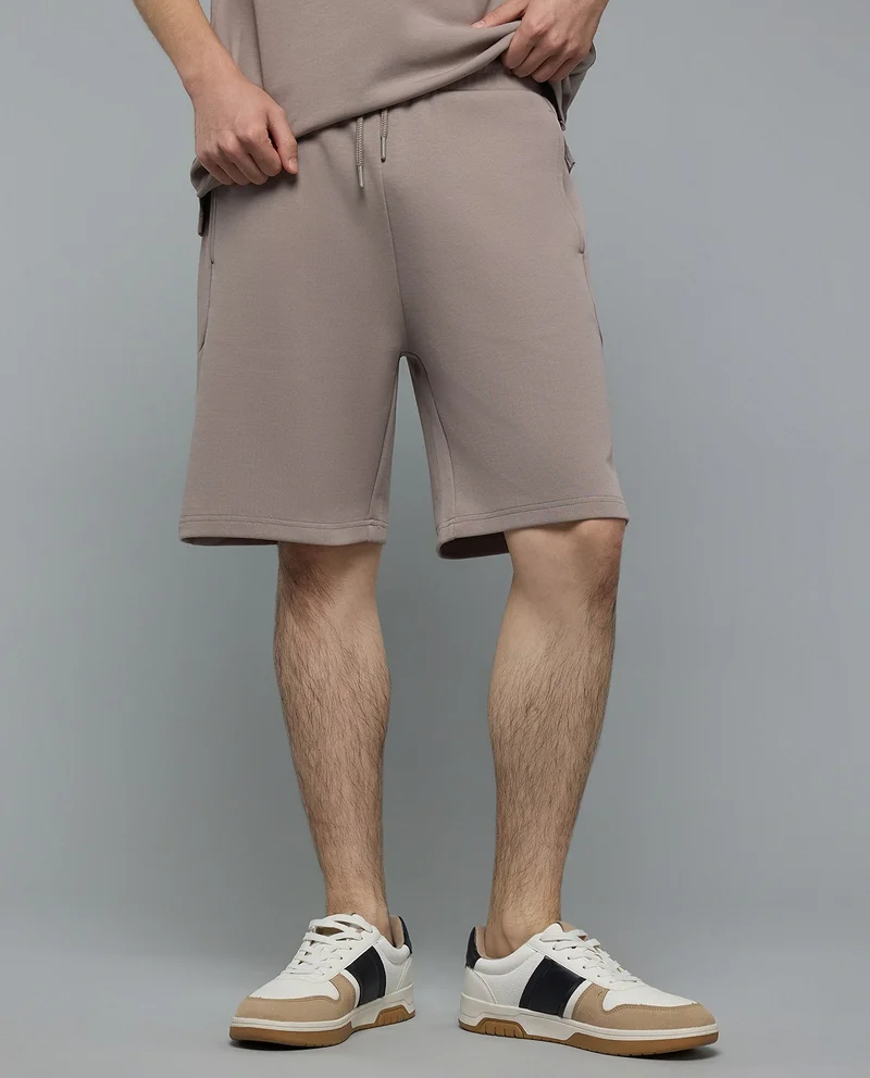 أر أند بي Solid Shorts with Drawstring Waist