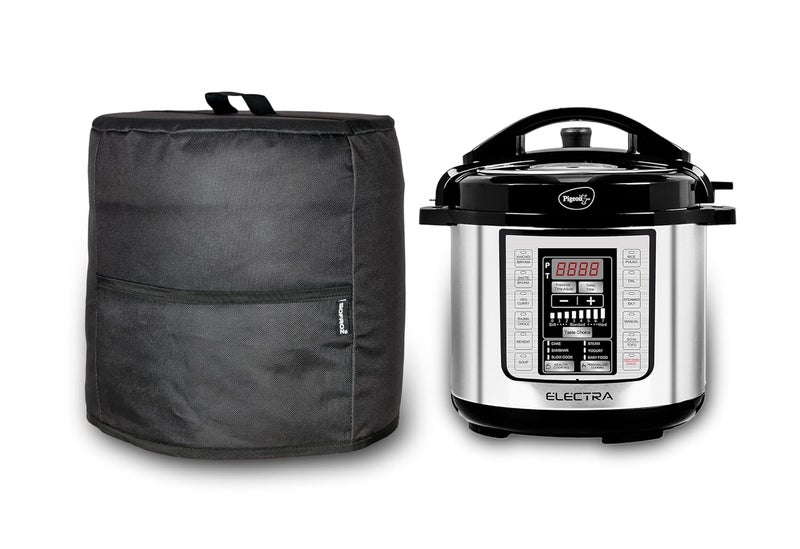 SOFROZ SOFROZ 6 Ltr Pressure Cooker Nylon Cover with Storage Pockets Waterproof Dustproof Kitchen Appliance Cover for Instant Pot CrockPot Ninja Foodi Storage Organizer with Pouches Black 36x34 cm  - Image 1